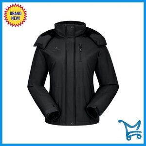 Waterproof Insulated Ski Jacket Fleece Lined Hooded Windproof Winter Coat
